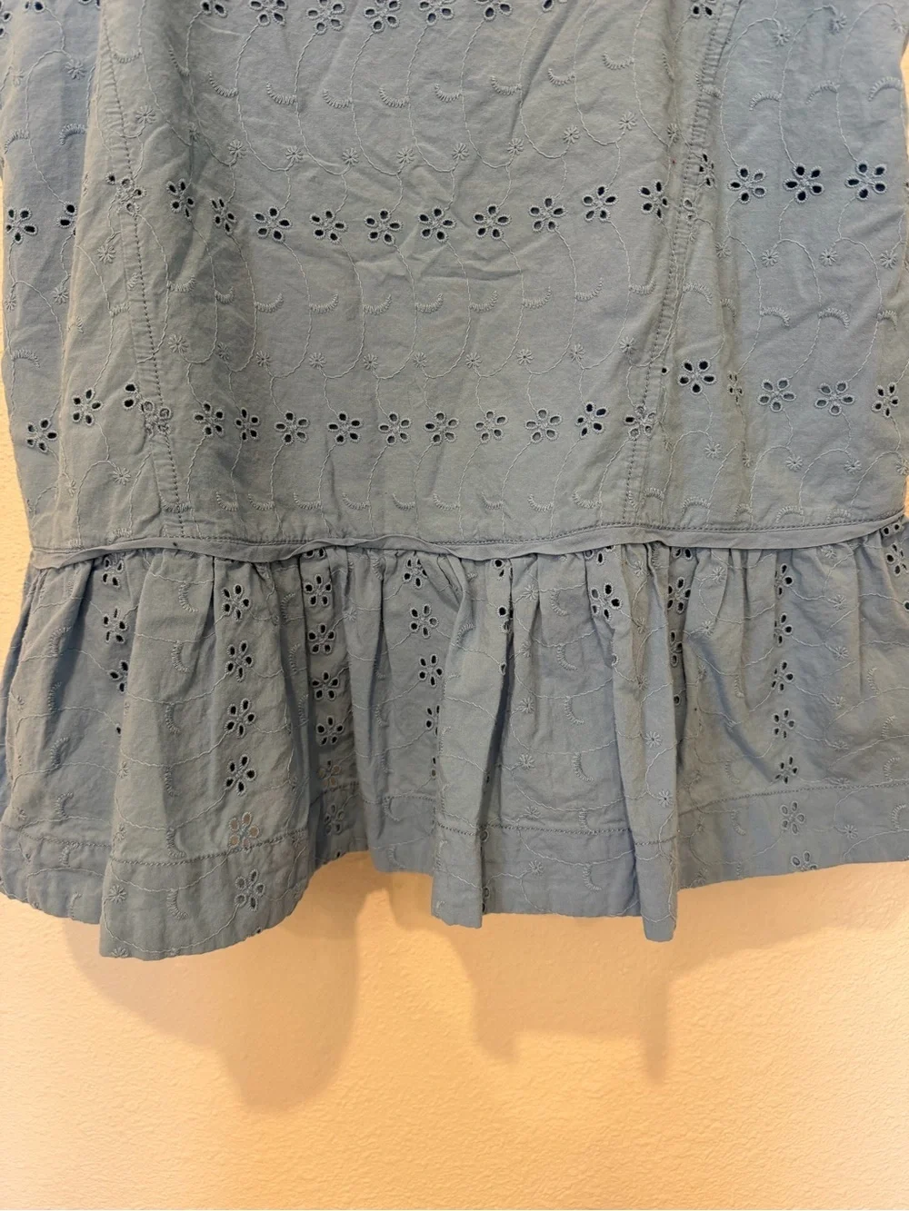 Free People Caught Up Light Blue Eyelet Cotton Tunic Minidress